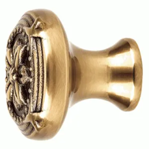 1 3/4 Inch Solid Brass Ribbon & Reed Cabinet Knob Antique Brass Finish