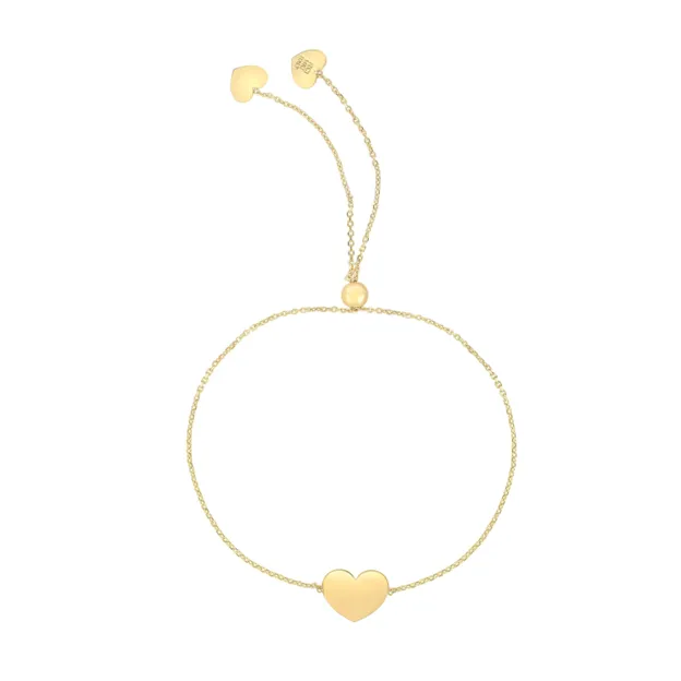 14K Yellow Gold 1.0 Gram 9.25" Heart Friendship Adjustable Bracelet