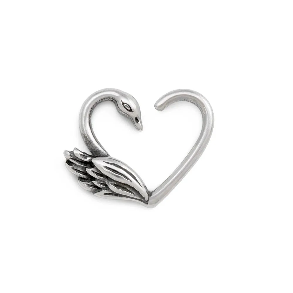 16g Antique Swan Bendable Heart Ear Jewelry — Price Per 2