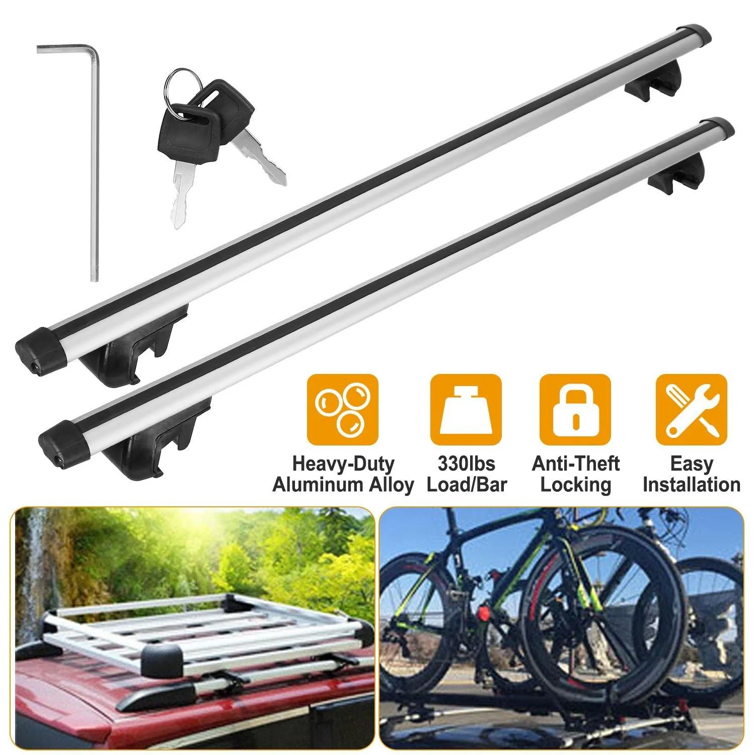 2-Pieces: Car Roof Top Crossbar Rack