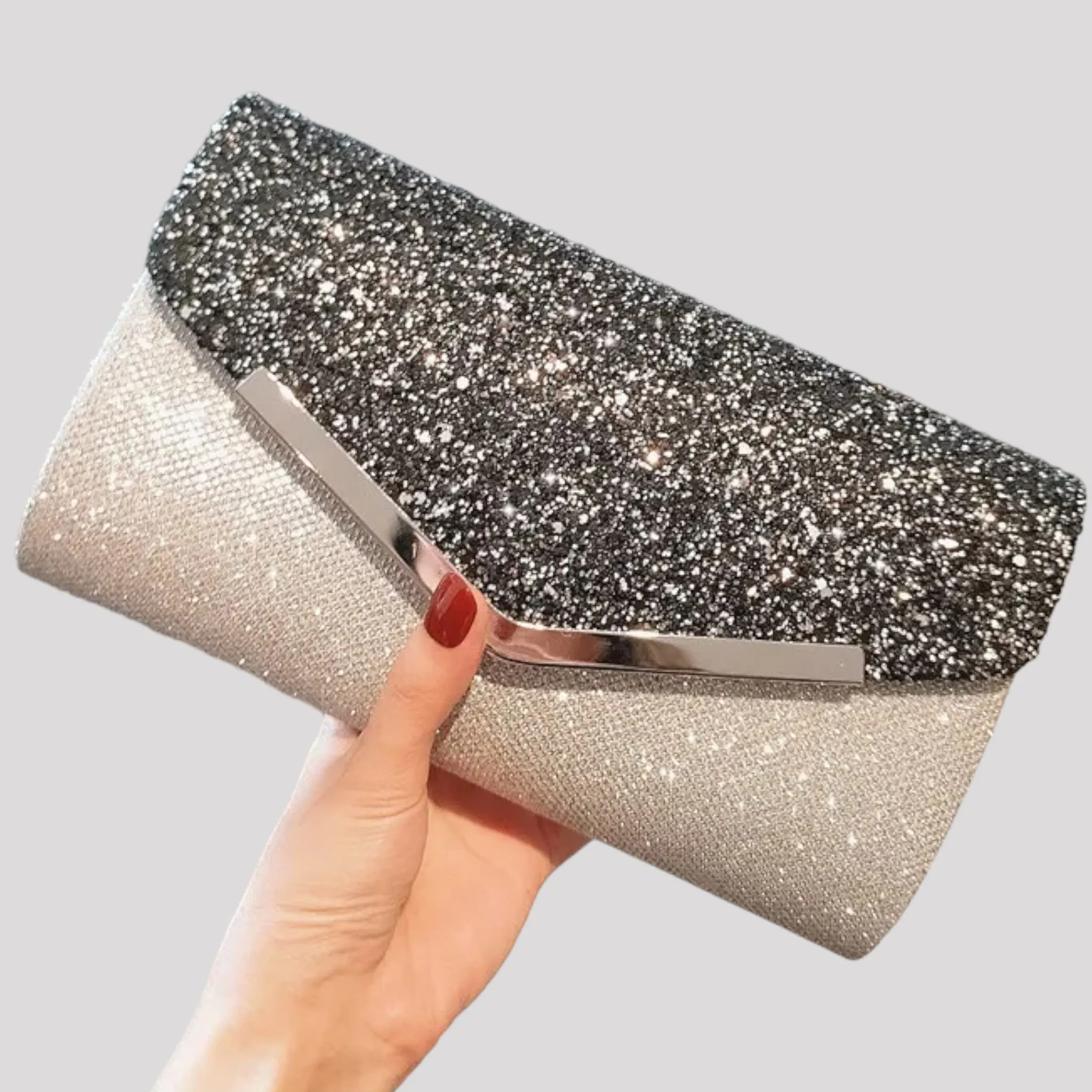 2 Tone Sparkle Clutch Bag