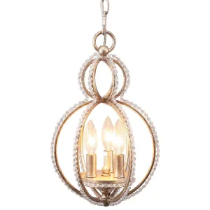 3 Light Distressed Twilight Eclectic Mini Chandelier Draped In Hand Cut Crystal Beads - C193-6760-DT