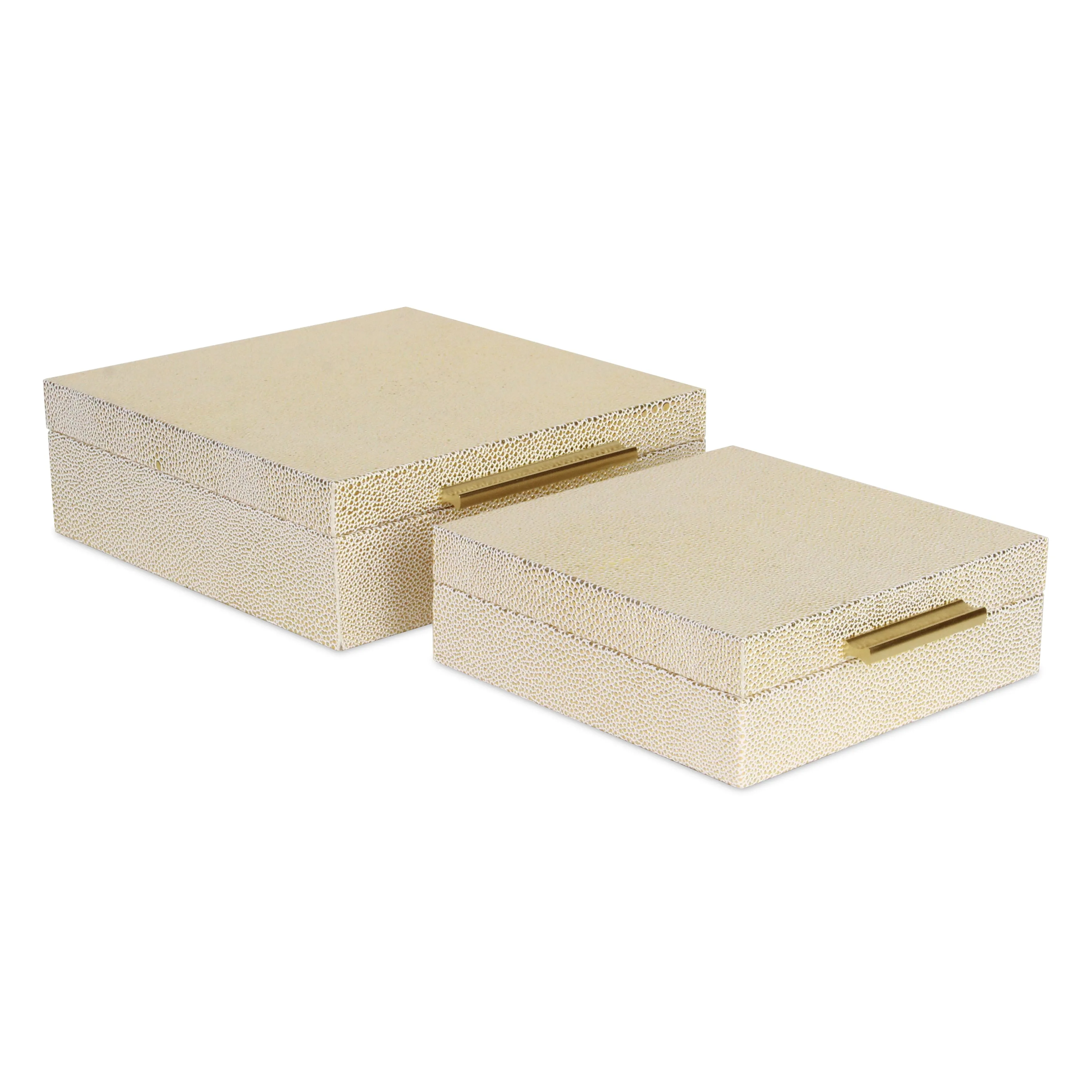 5825-2WTGD - Lusan Square Shagreen Boxes - White Gold