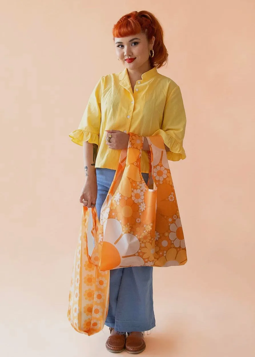 70s Floral Reusable Bag - Marigold