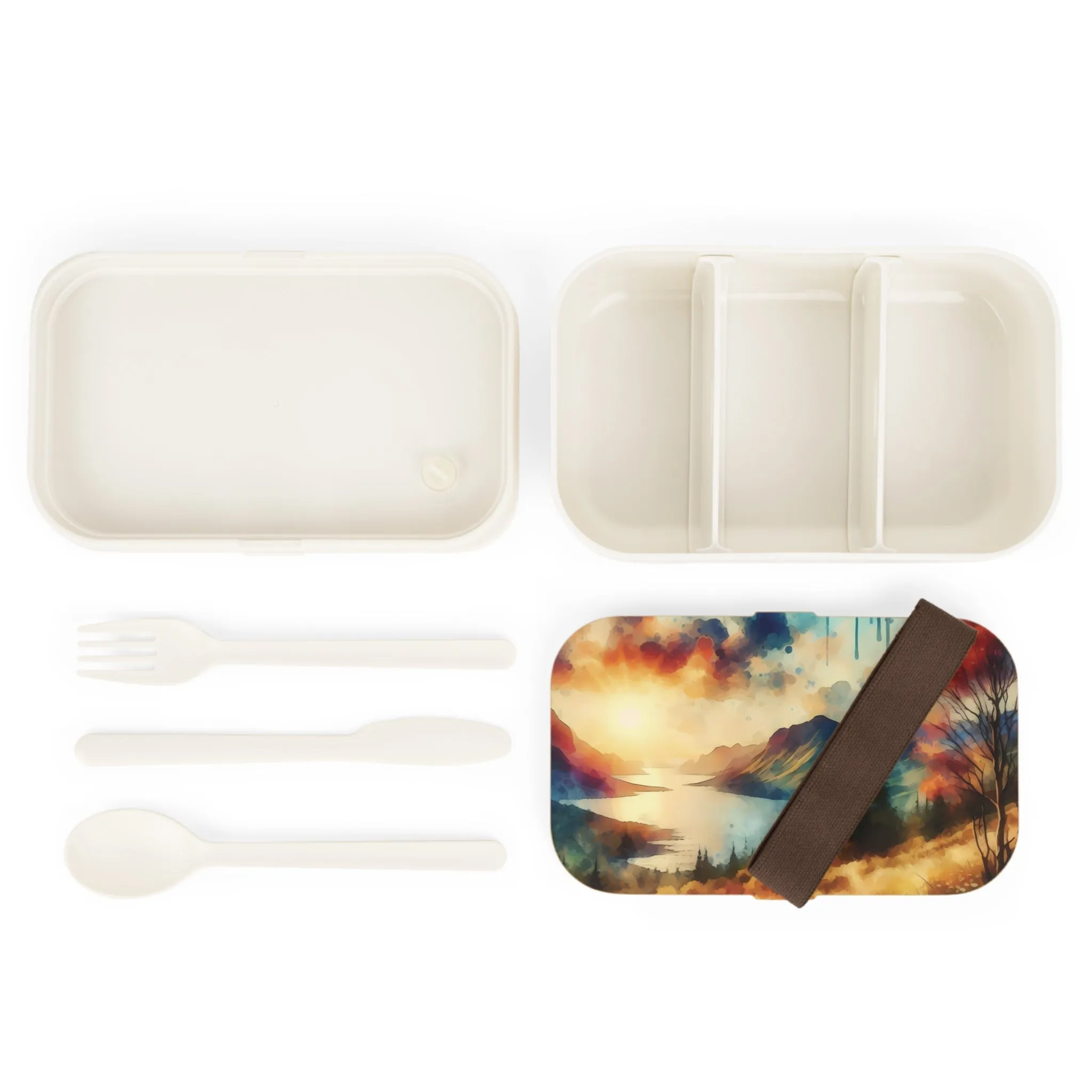 A nature landscape with a watercolor effect Bento Lunch Box