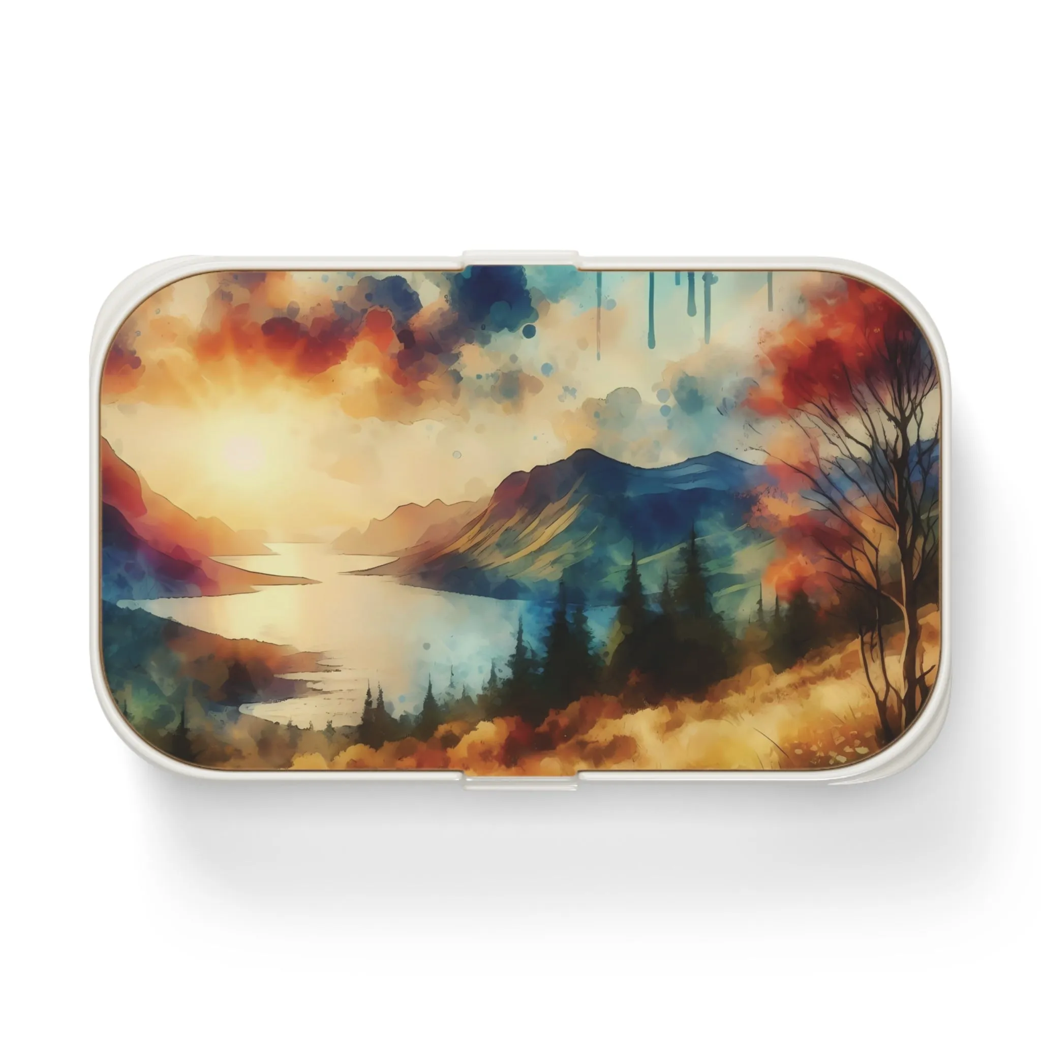 A nature landscape with a watercolor effect Bento Lunch Box