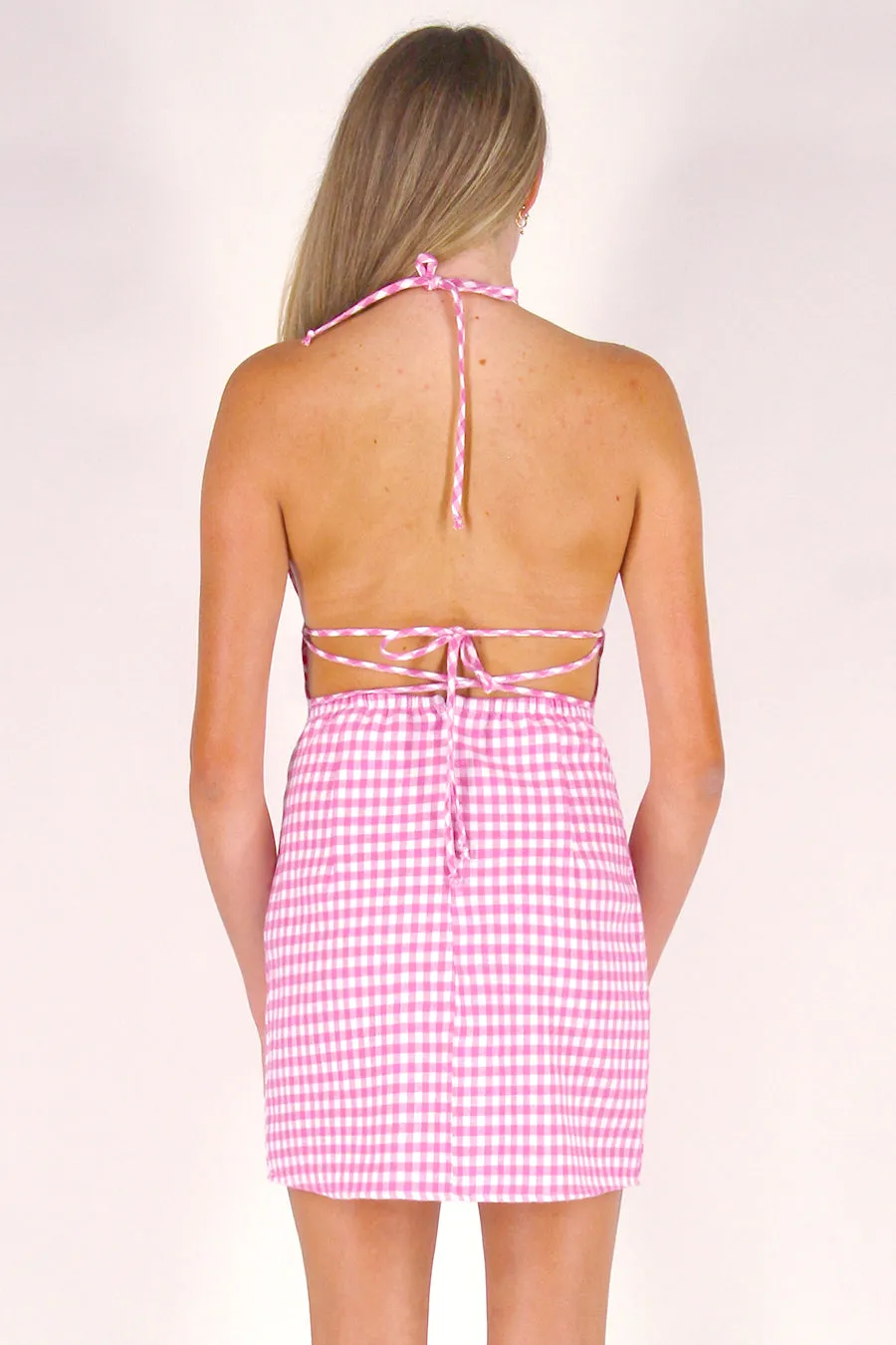 Adjustable Bralette Dress - Flannel Pink Checker