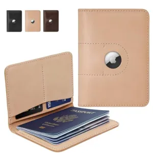 ALLIVE Genuine Leather Passport Holder Women Men, Passport Wallets with Airtag Slot, Travel Must Haves Airport Essentials, Passport Cover Case Travel Gifts(Beige)