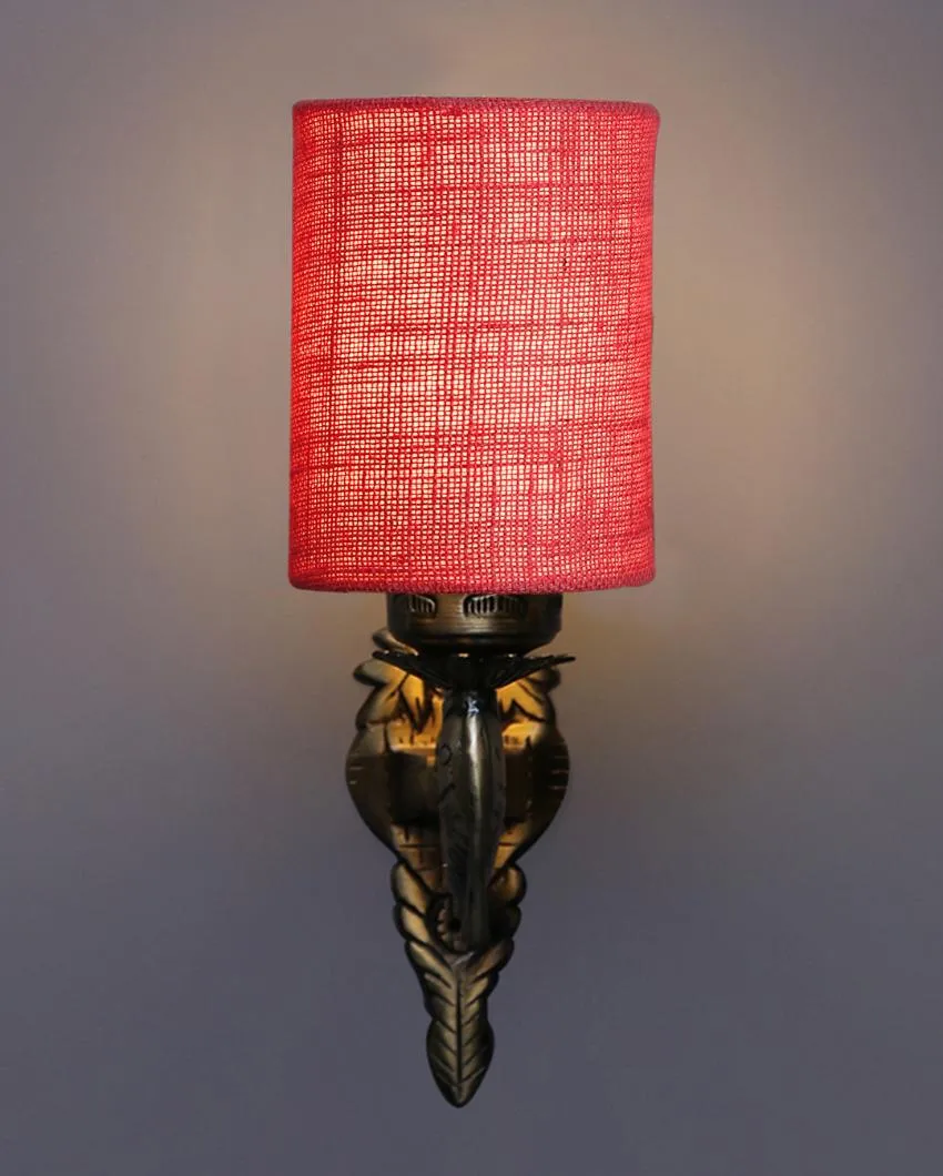 Alluring Antique Gold Jute Conical Shade Wall Lamp