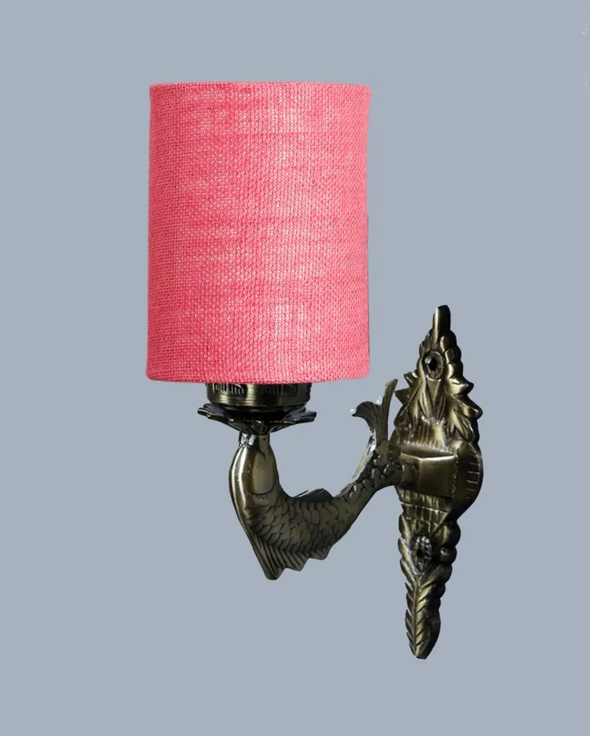 Alluring Antique Gold Jute Conical Shade Wall Lamp