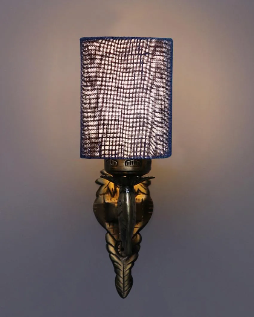 Alluring Antique Gold Jute Conical Shade Wall Lamp