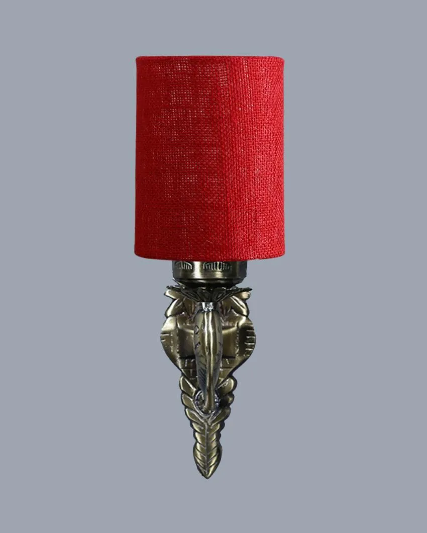 Alluring Antique Gold Jute Conical Shade Wall Lamp