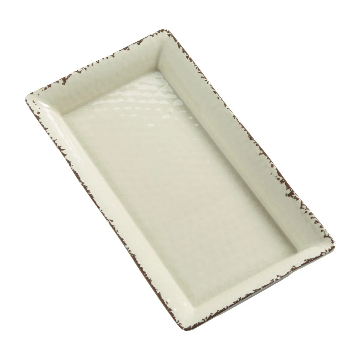 American Metalcraft AWMEL19 Antique White Small Rectangular Melamine Platter, 14-1/4" x 7-1/2"