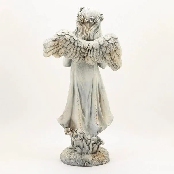 Angel Holding Cat Statue, 39" Tall Magnesium