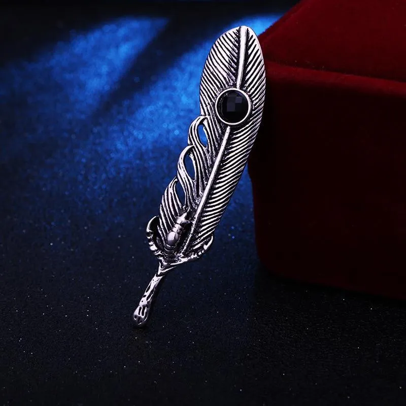 Antique Metal Feather Lapel Pin