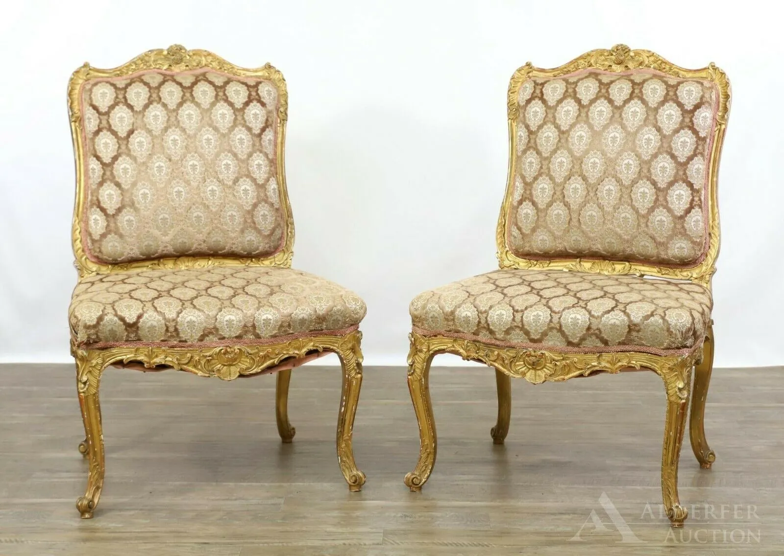 Antique Parlor Set / Suite, French Parcel Gilt Carved, Three Pieces, 1800's!