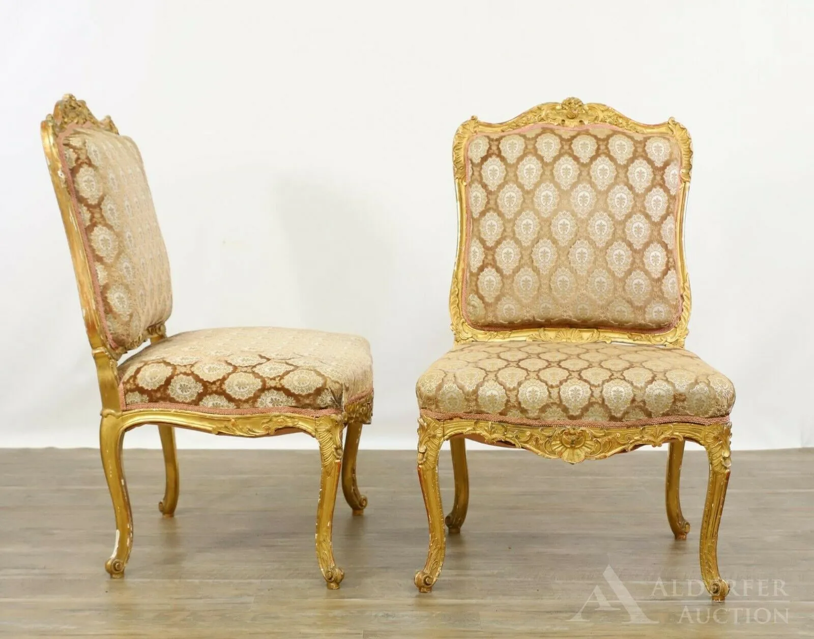 Antique Parlor Set / Suite, French Parcel Gilt Carved, Three Pieces, 1800's!