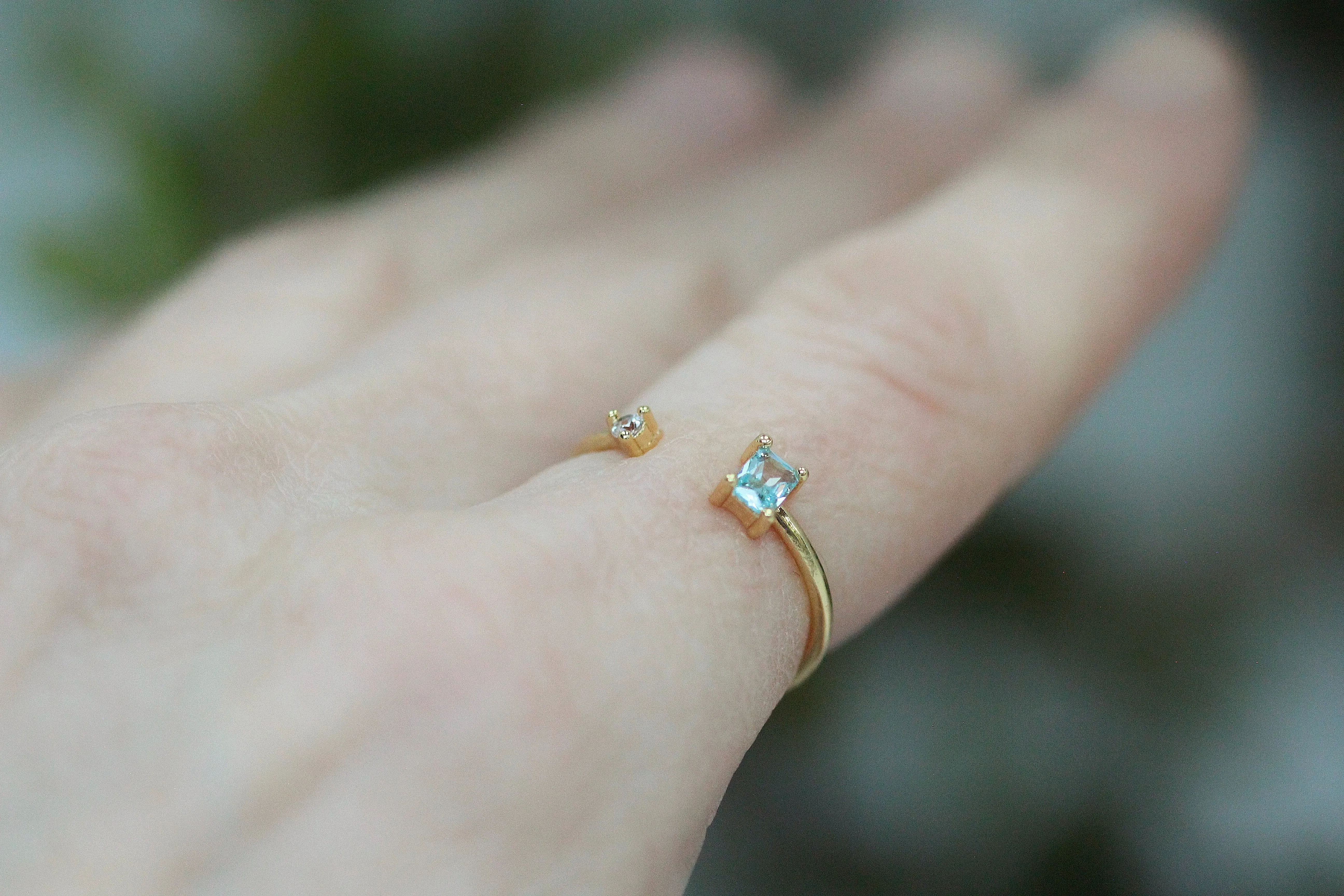 Aquamarine & Crystal Ring