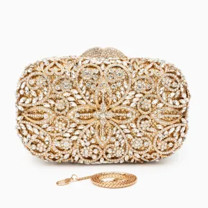 Athena Flower Rhinestones Clutch Bag