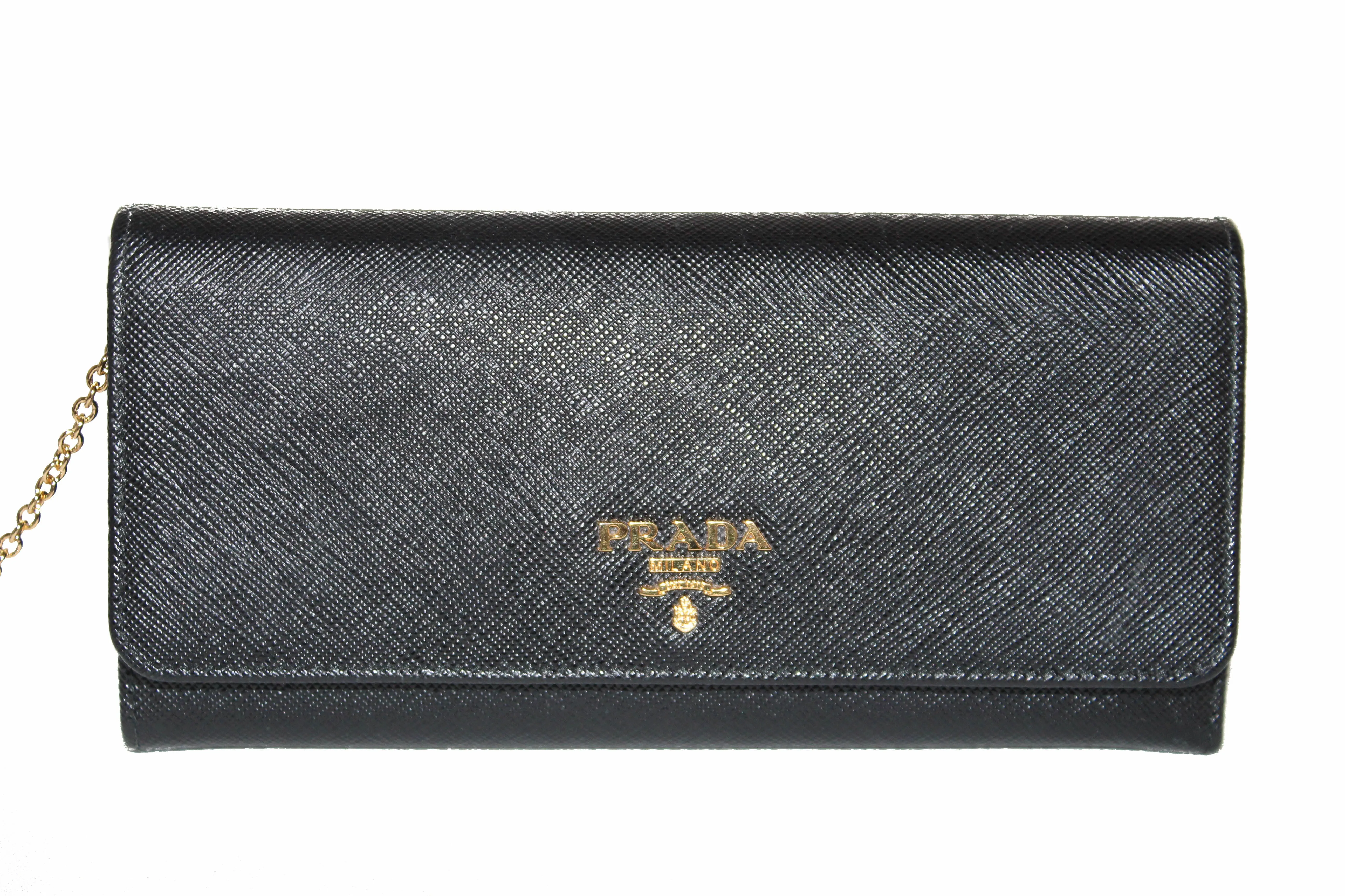 Authentic New Prada Black Saffiano Leather Long Wallet 1MH132