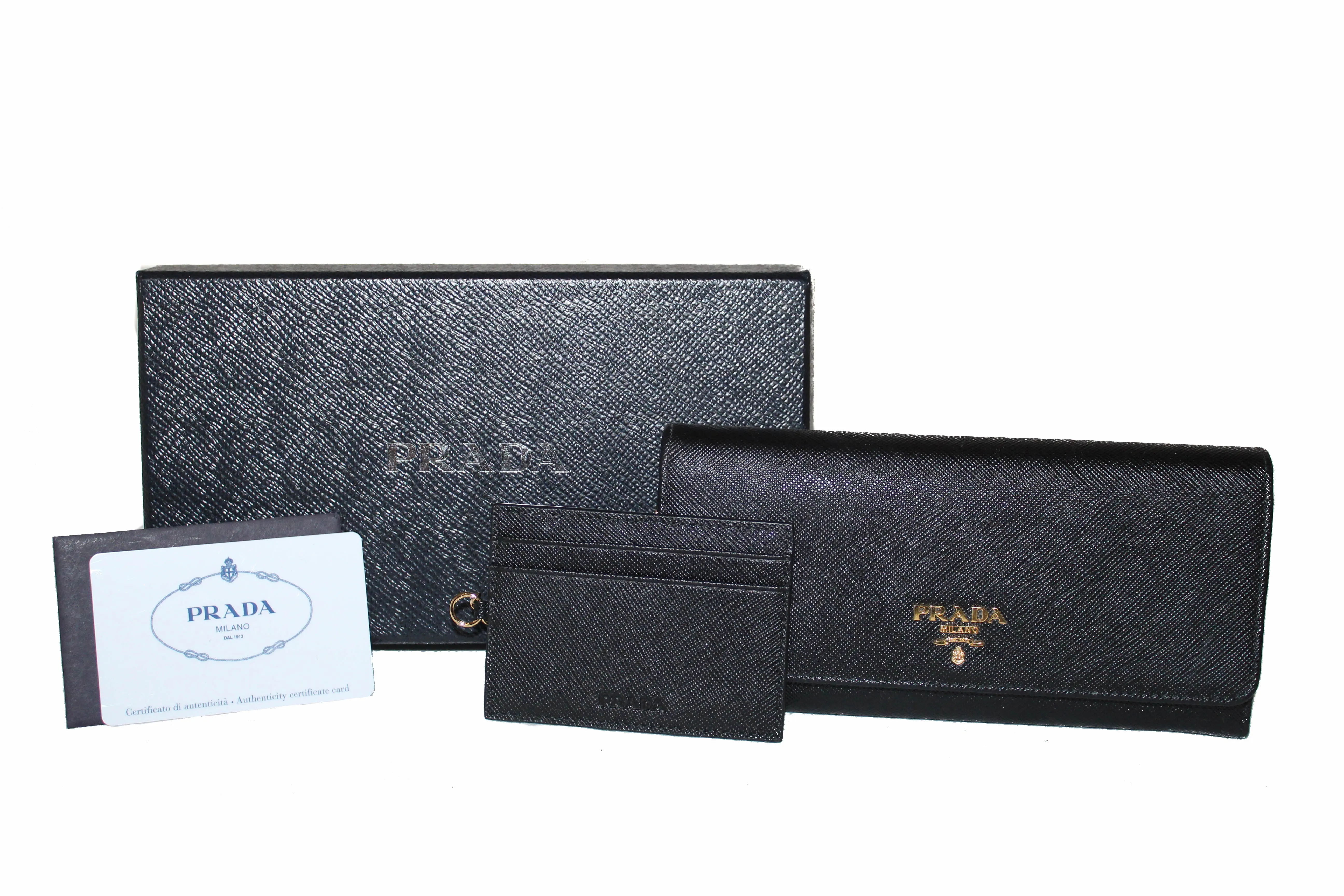 Authentic New Prada Black Saffiano Leather Long Wallet 1MH132