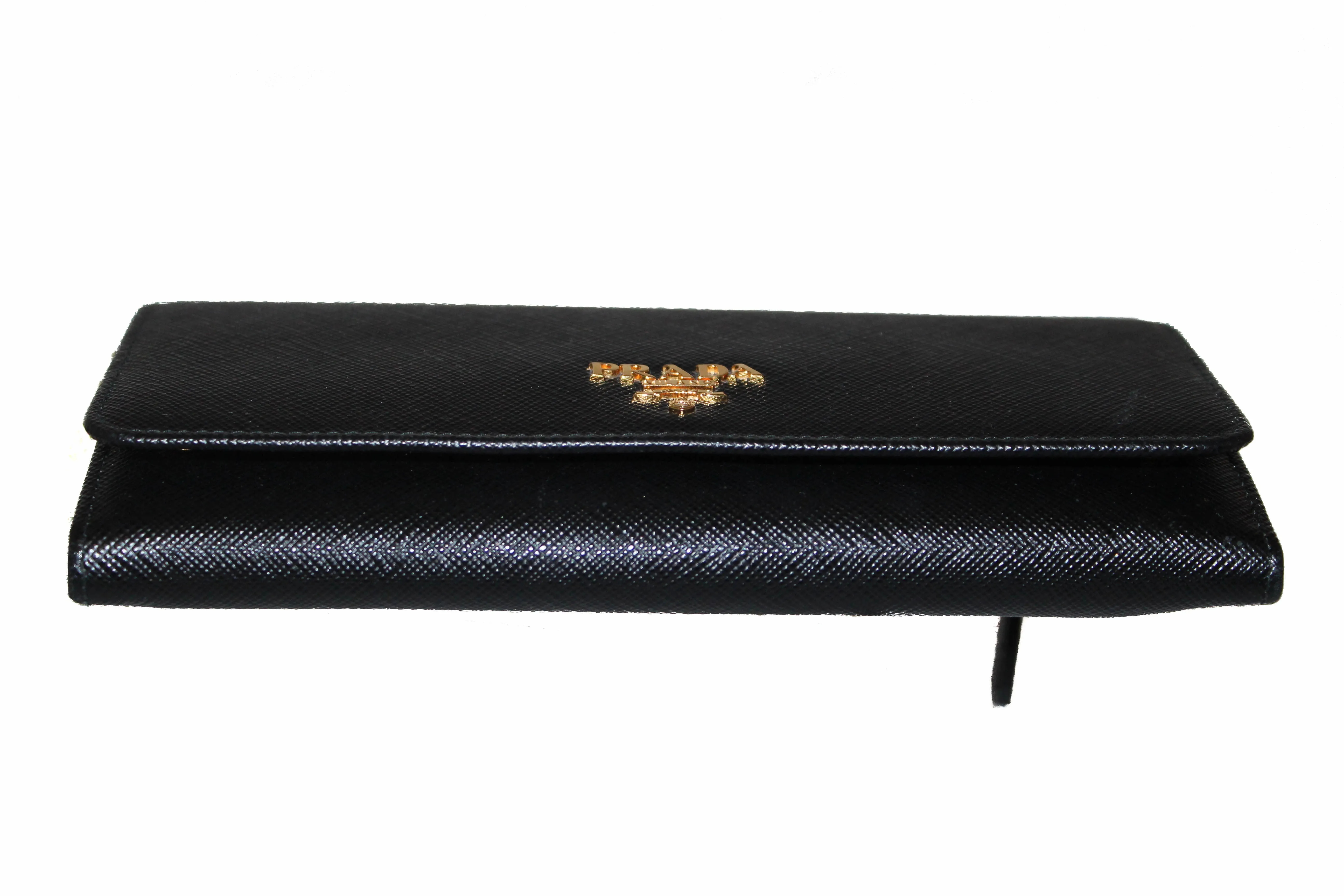 Authentic New Prada Black Saffiano Leather Long Wallet 1MH132