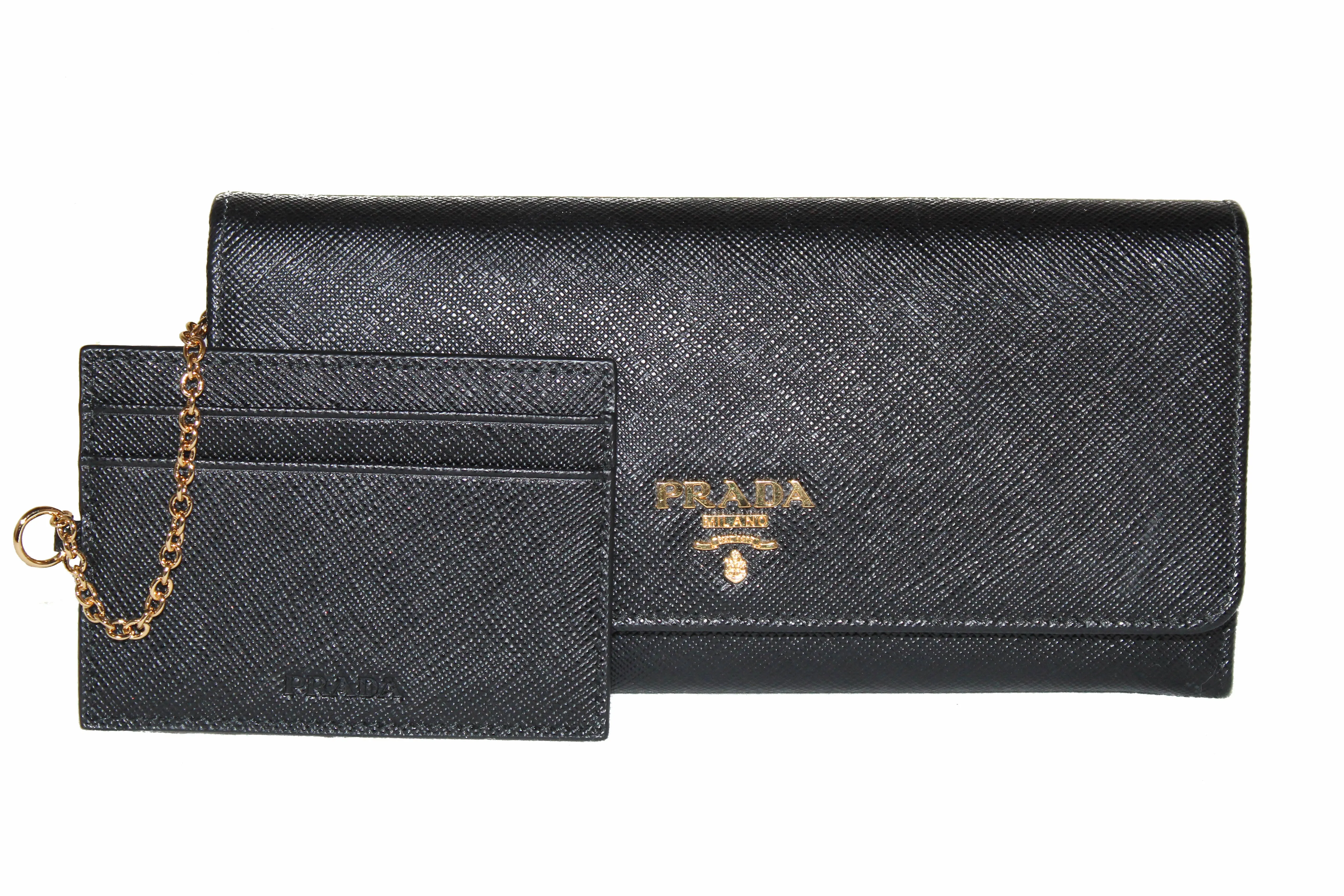 Authentic New Prada Black Saffiano Leather Long Wallet 1MH132