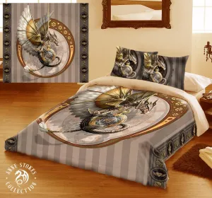 Autumn Bedroom Decor STEAMPUNK DRAGON-Duvet & Pillow Cover Set UK SUPERKING/ US KING