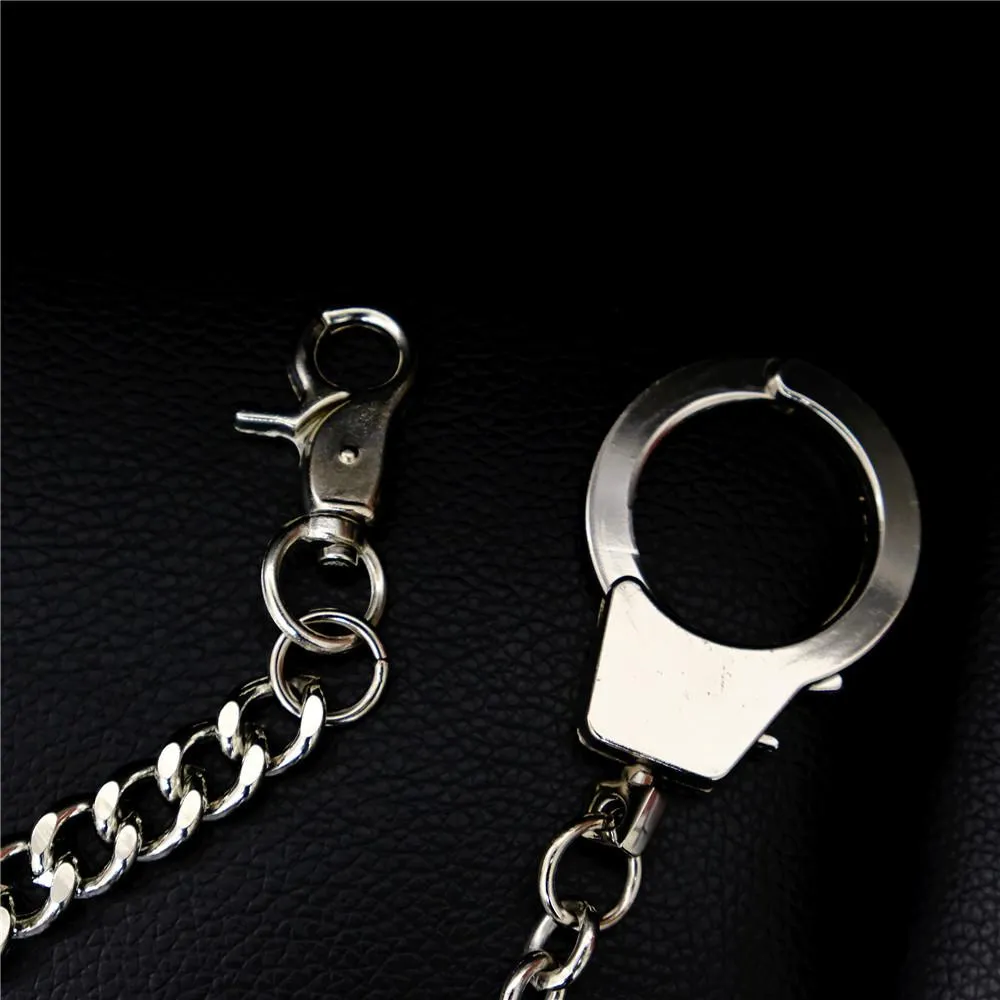 Badass Silver Mens Pants Chain Cool Hand-Cuffs Wallet Chain For Men