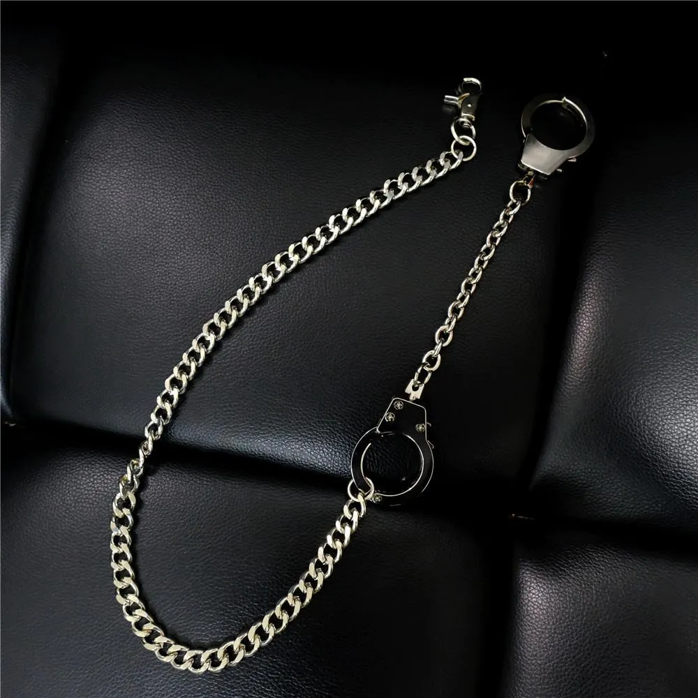 Badass Silver Mens Pants Chain Cool Hand-Cuffs Wallet Chain For Men