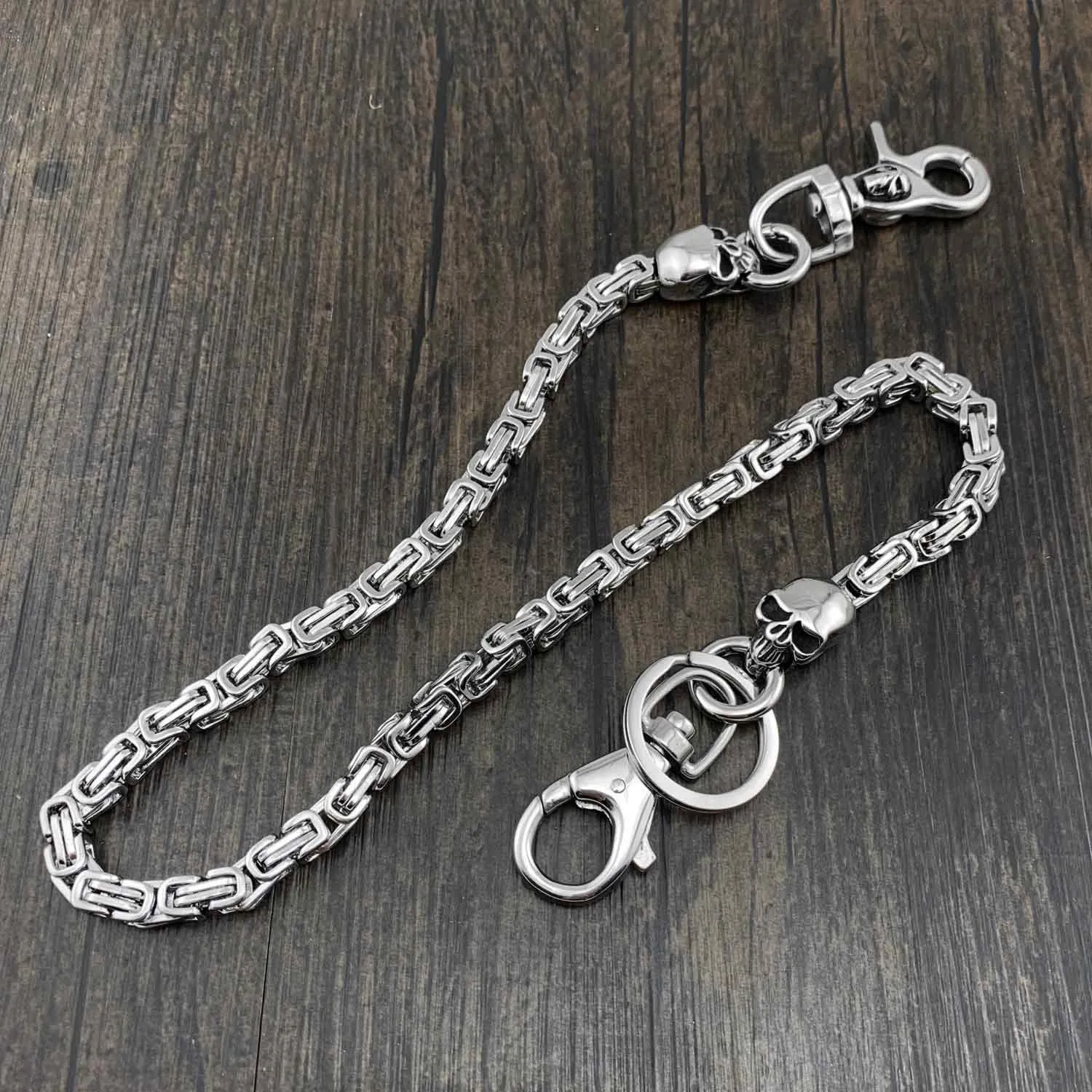 Badass Silver Motorcycle Pants Chain Skull Wallet Chain Long Biker Wallet Chain For Men