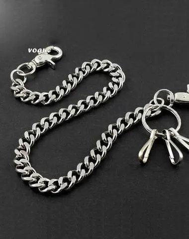 Badass SILVER STAINLESS STEEL MENS PANTS CHAIN WALLET CHAIN BIKER WALLET CHAIN FOR MEN