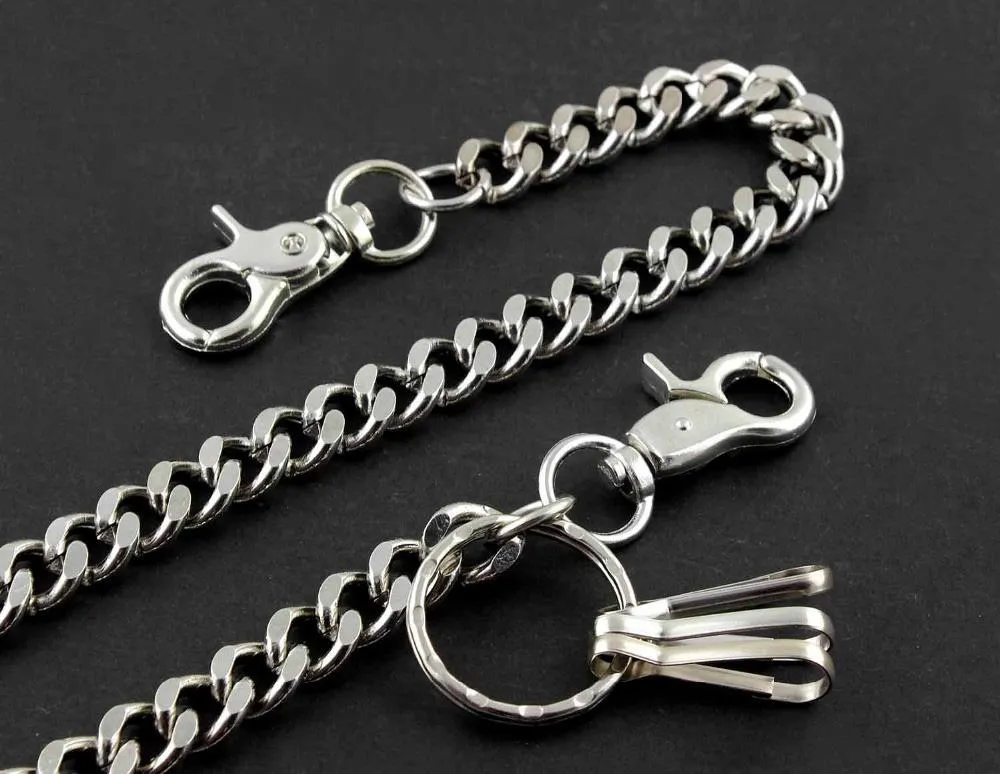 Badass SILVER STAINLESS STEEL MENS PANTS CHAIN WALLET CHAIN BIKER WALLET CHAIN FOR MEN