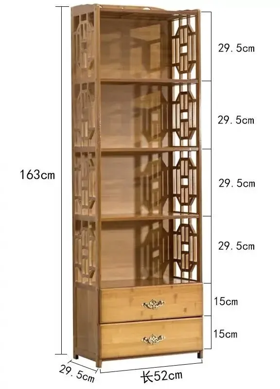 Bamboo Antique Style Multi-Function Book Shelf With Drawers Storage Choice Elegant