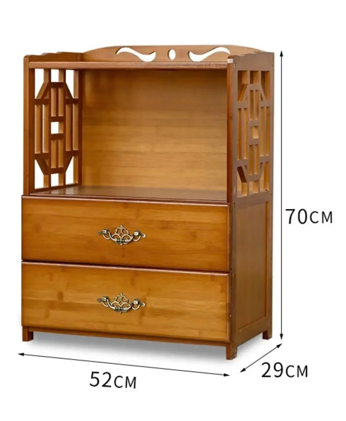 Bamboo Antique Style Multi-Function Book Shelf With Drawers Storage Choice Elegant