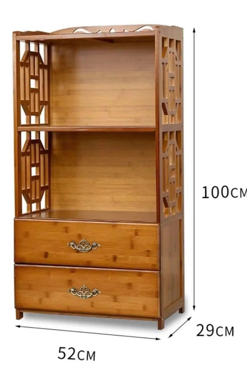 Bamboo Antique Style Multi-Function Book Shelf With Drawers Storage Choice Elegant