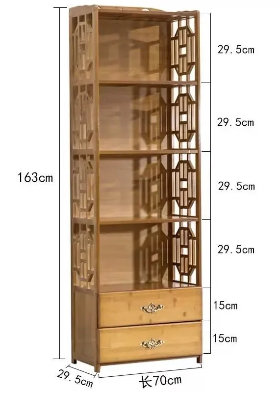 Bamboo Antique Style Multi-Function Book Shelf With Drawers Storage Choice Elegant