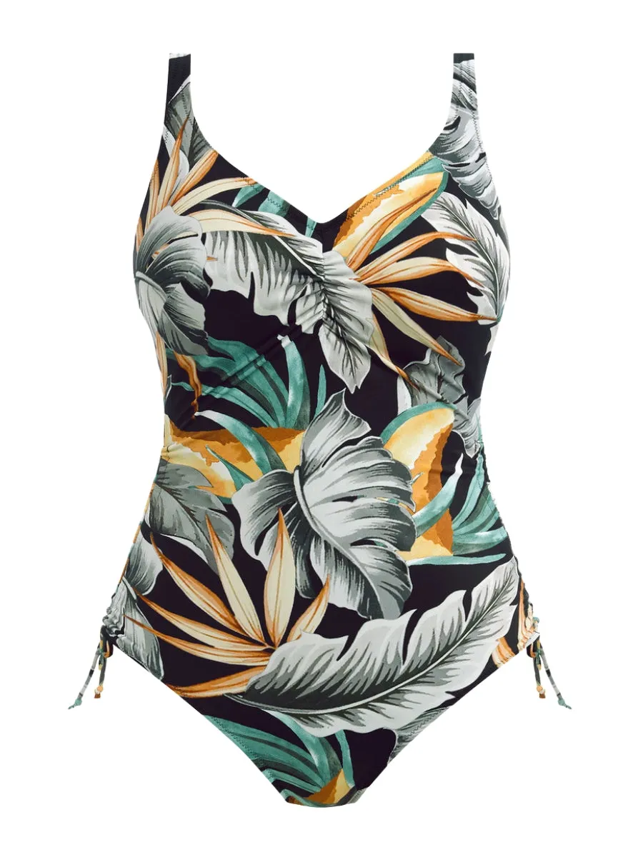 Bamboo Grove V-Neck Adjustable Leg Swimsuit - Jet