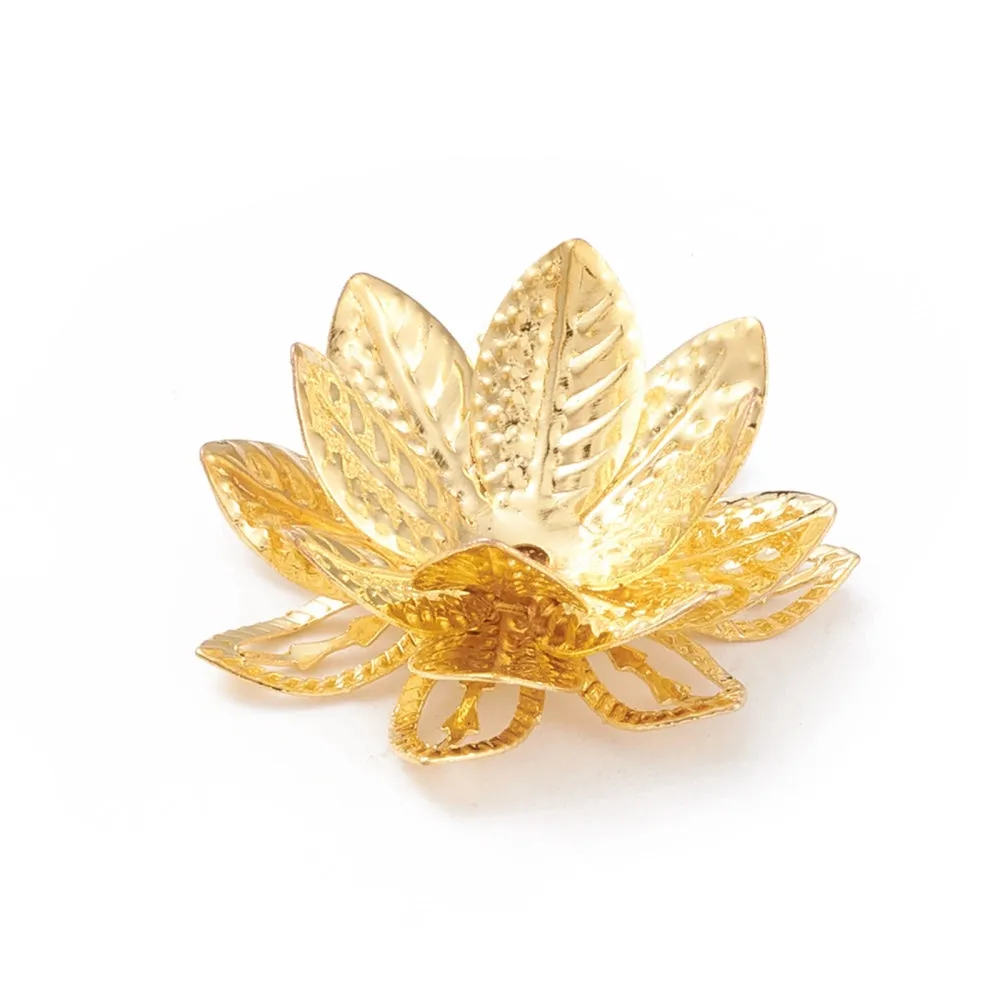 Bead Caps - Metal - Flower - Golden - 28mm x 13mm - 1 piece