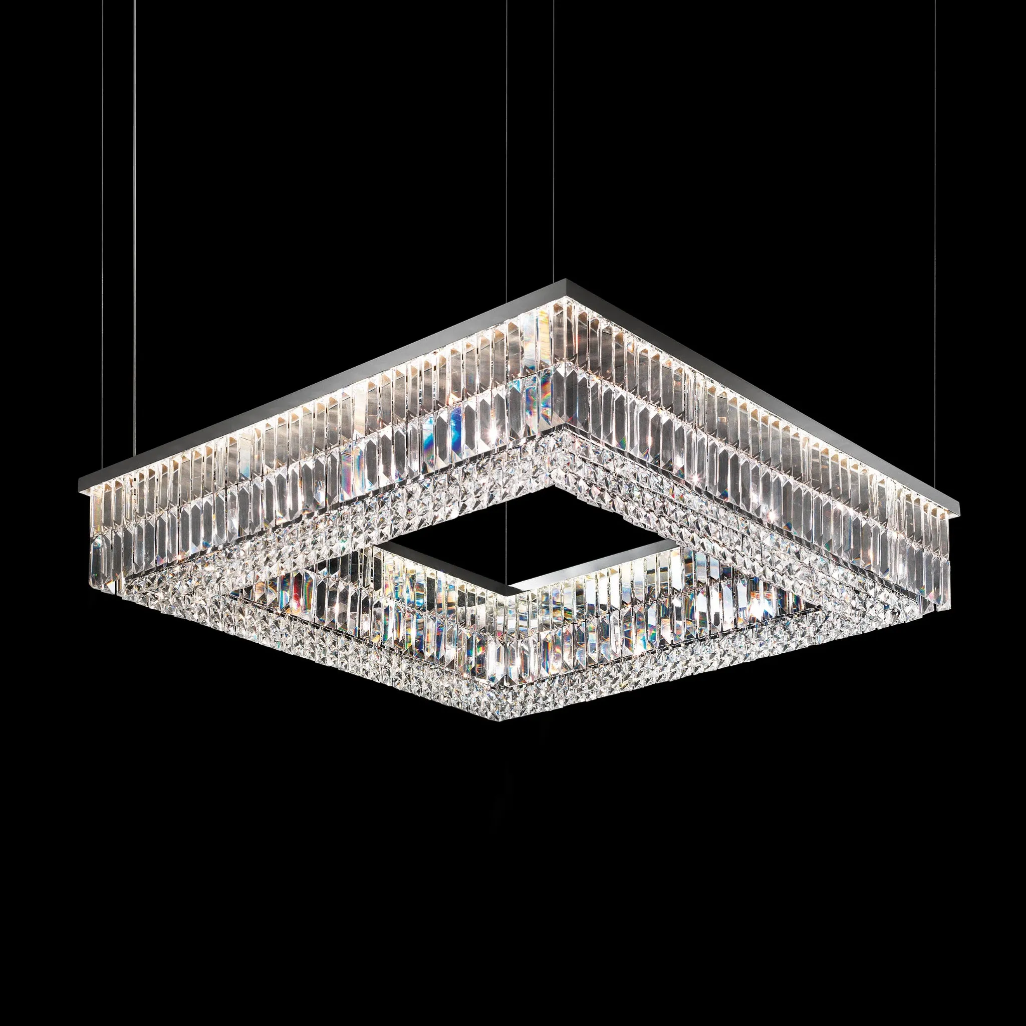 Beautiful Crystal Square Ceiling Pendant In 3 Sizes