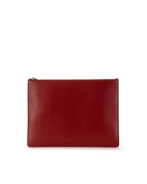 Bicolor Leather Anagram Clutch with Top Zip Closure