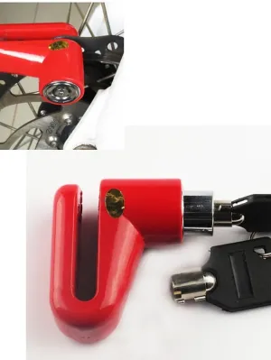 Bike Lock Disc Brake Lock Locking Security Anti Theft Safety For Road Bike Mountain Bike MTB Fixed Gear Bike Cycling Bicycle Metal Black Red 1 pcs