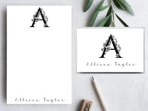 Black Initial Stationery Set