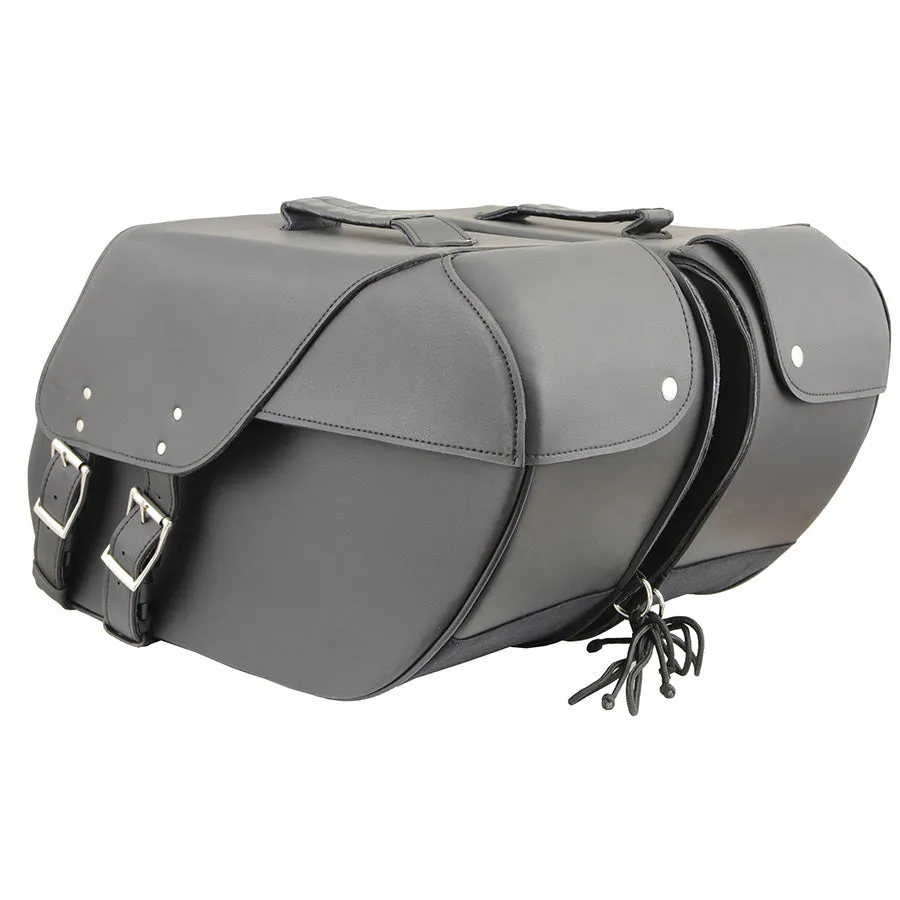 Black Large Zip-Off PVC Slanted Throw Over Saddlebags