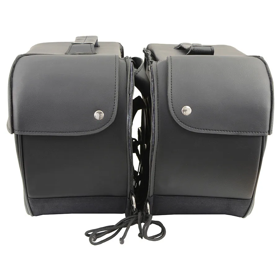 Black Large Zip-Off PVC Slanted Throw Over Saddlebags