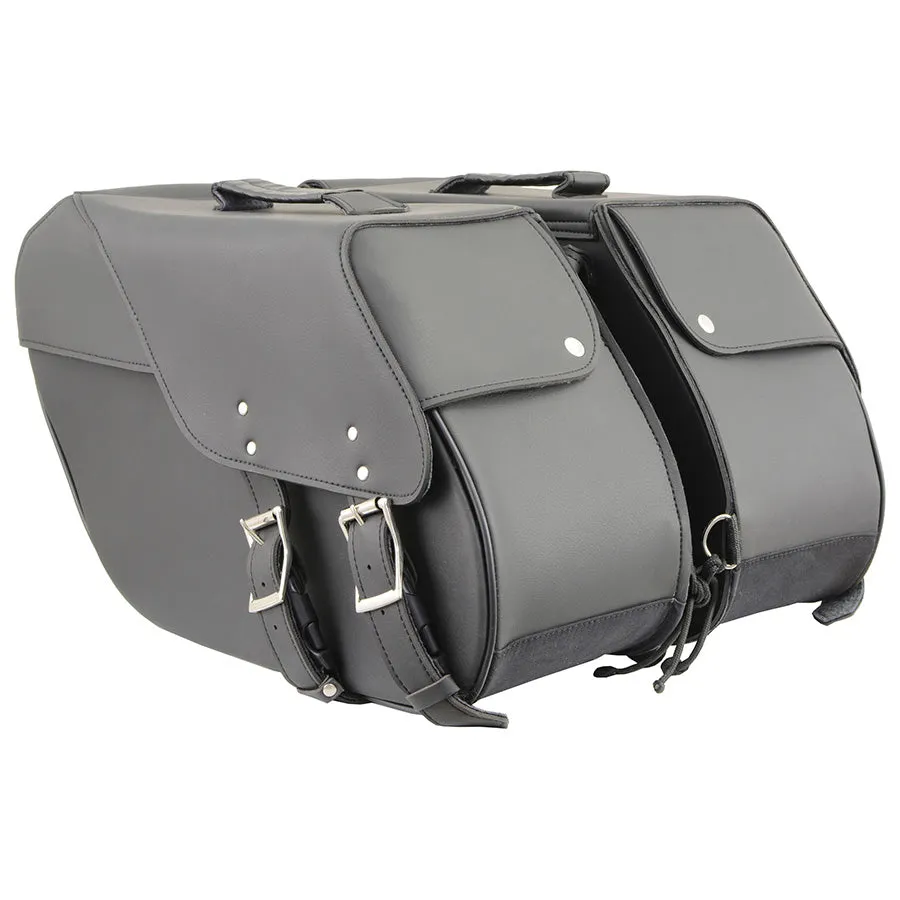 Black Large Zip-Off PVC Slanted Throw Over Saddlebags