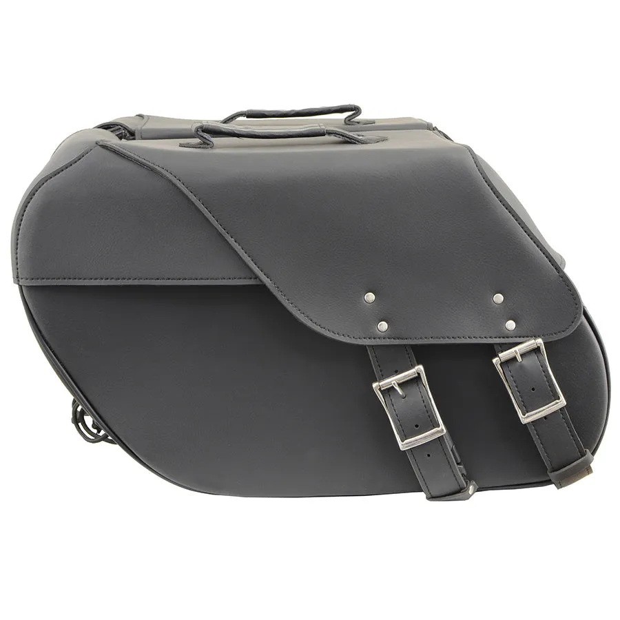 Black Large Zip-Off PVC Slanted Throw Over Saddlebags