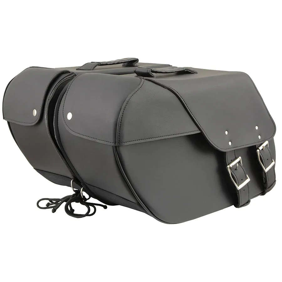 Black Large Zip-Off PVC Slanted Throw Over Saddlebags