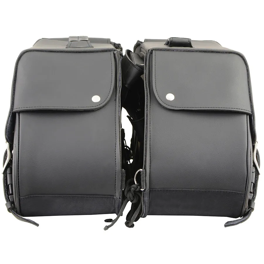 Black Large Zip-Off PVC Slanted Throw Over Saddlebags