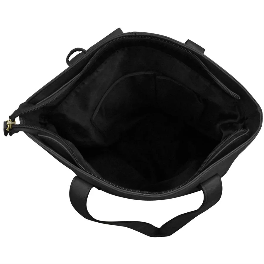 Black Leather Organizer Tote